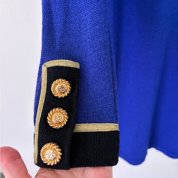 St. John Collection Santana Knit Royal Blue Long Sleeve Button Down Dress Size 4 - Picture 8 of 15